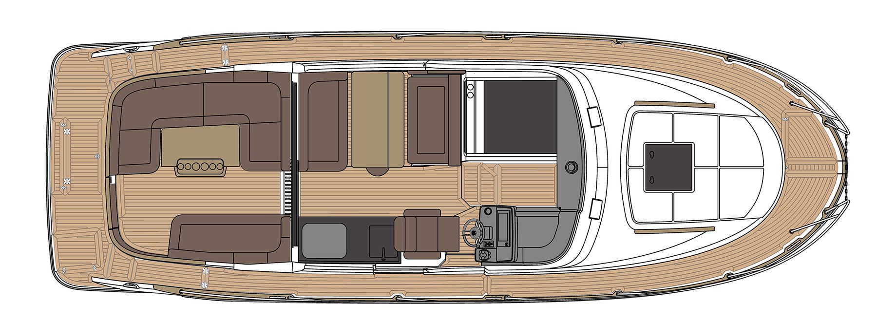 Marex 330 Scandinavia Cockpit layout, short platform